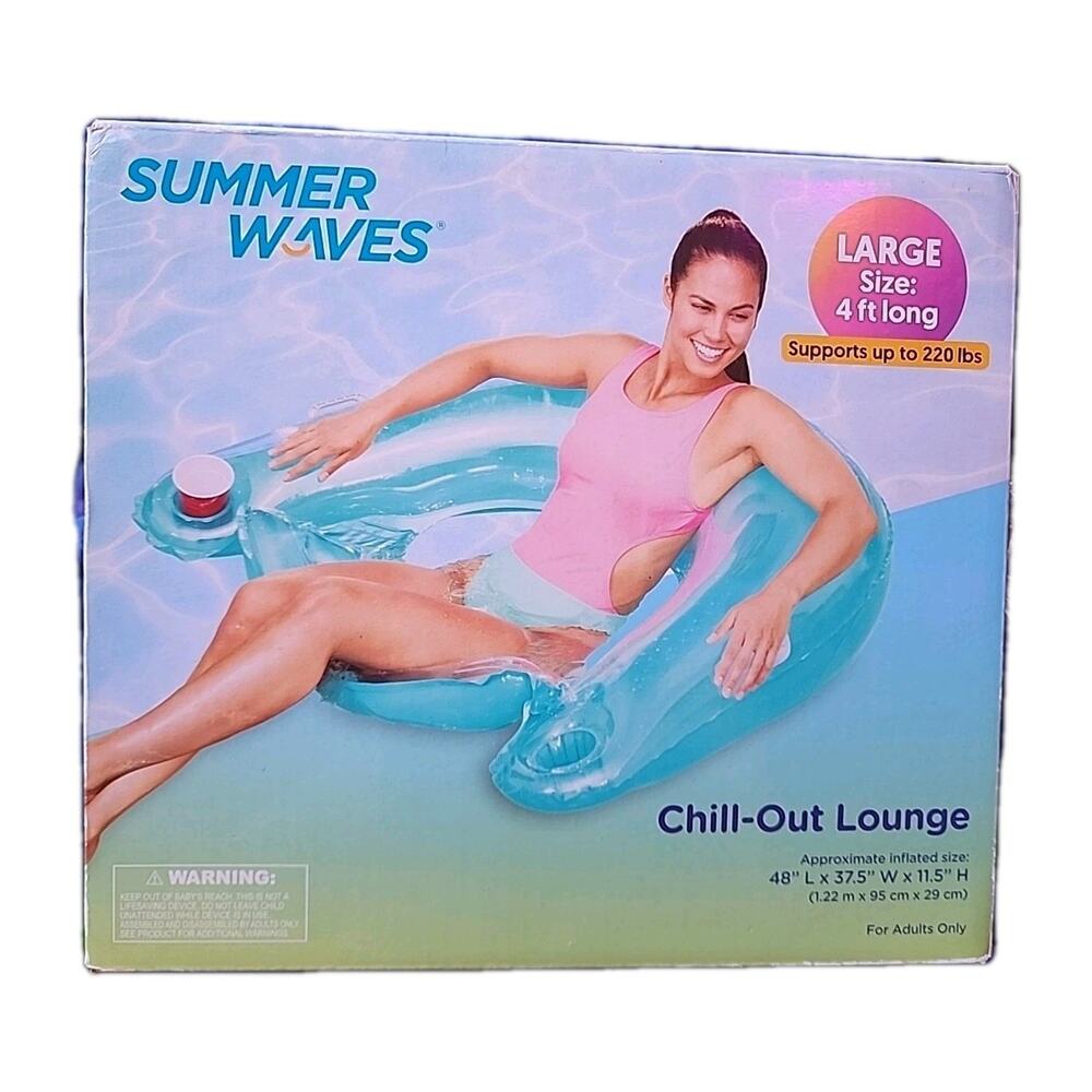 Summer Waves Blue Chillout Lounge Pool Chair Large 4 Feet 220 Pounds